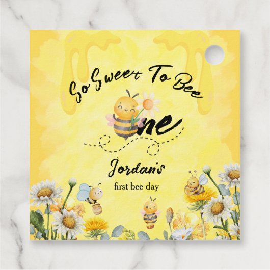 Cute Sweet To Bee One Wildflower 1st birthday フェイバータグ (裏面)