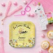 Cute Sweet To Bee One Wildflower 1st birthday ペーパープレート (パーティー)