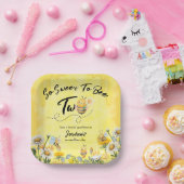 Cute Sweet To Bee Two Wildflower 1st birthday ペーパープレート (パーティー)