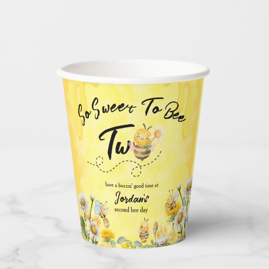 Cute Sweet To Bee Two Wildflower 1st birthday 紙コップ (正面)