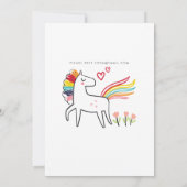 Cute Sweet Unicorn Kids Birthday Party 招待状 (裏面)