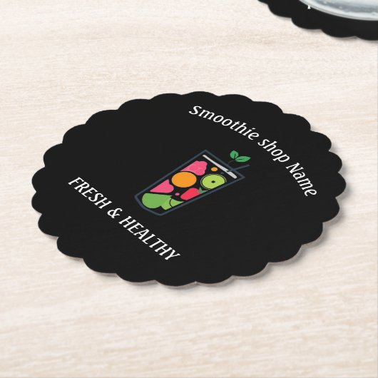 Cute Sweet yogurt Smoothies fruit Juice bar shop ペーパーコースター (アングル)
