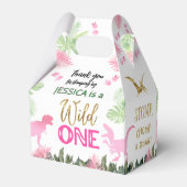 Cute T Rex Dinosaur Girl 1st Birthday Party フェイバーボックス (裏面サイド)