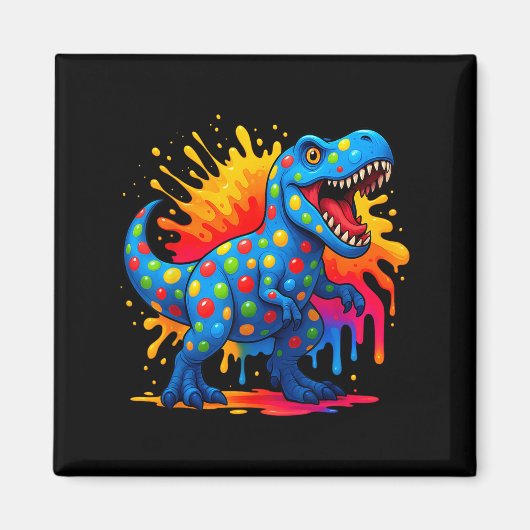 Cute T Rex Dinosaur Polka Dot Art Student Dot Day マグネット (正面)