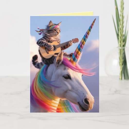 Cute Tabby and Unicorn Greeting Card シーズンカード (正面)