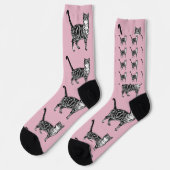 Cute Tabby Cat Baby Pink Cats Pet Socks ソックス (左)