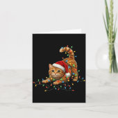 Cute Tabby Cat Christmas Funny Lights Xmas Cat In カード (正面)