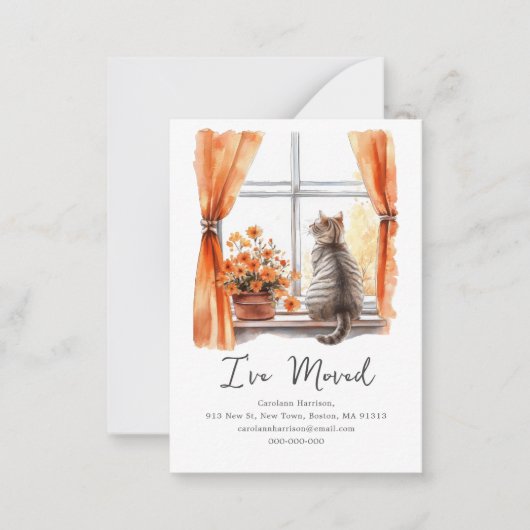 Cute Tabby Cat | Fall I've Moved New Address  ノートカード (正面)