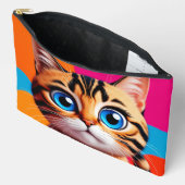 Cute Tabby Kitten Portrait With Big Blue Eyes アクセサリーポーチ (見開き)