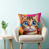 Cute Tabby Kitten Portrait With Big Blue Eyes クッション (椅子)