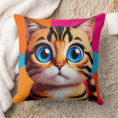 Cute Tabby Kitten Portrait With Big Blue Eyes クッション (ブランケット)