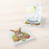 Cute Taco Chihuahua Pop Art ガラスコースター (アングル)