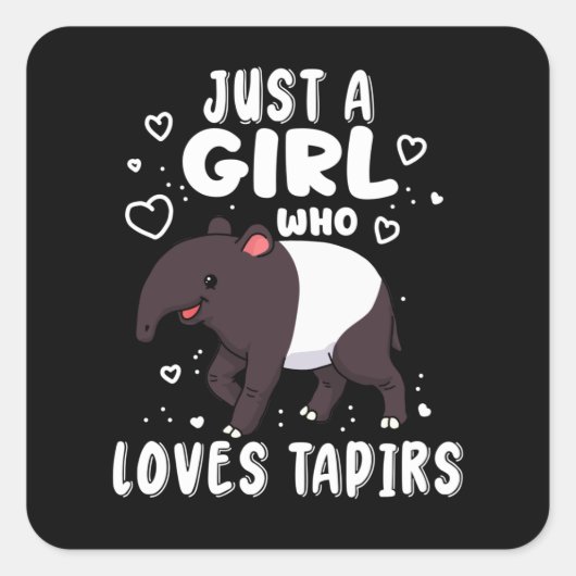 Cute Tapir Gift Women Tapir Gifts Girls Tapir スクエアシール (正面)