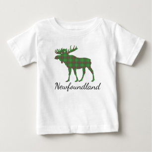Cute Tartan moose Newfoundland  t shirt ベビーTシャツ