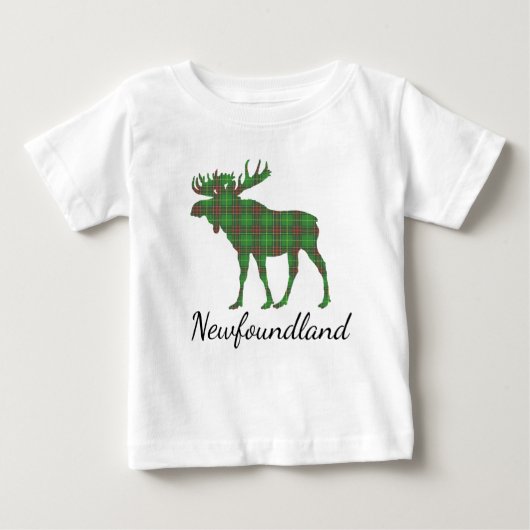 Cute Tartan moose Newfoundland  t shirt ベビーTシャツ (正面)
