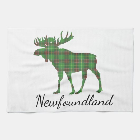 Cute Tartan moose Newfoundland  tea towel キッチンタオル (横)