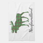 Cute Tartan moose Newfoundland  tea towel キッチンタオル (縦)