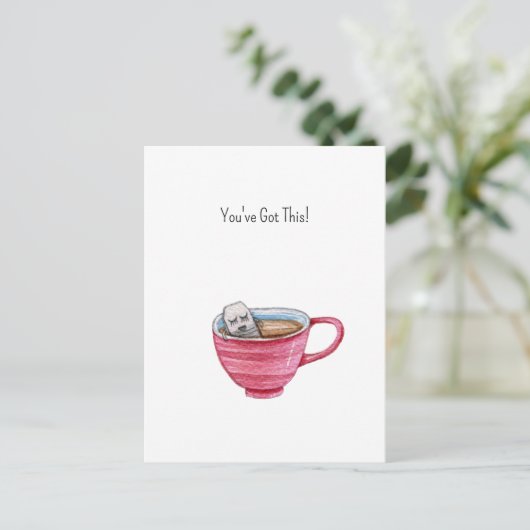 Cute Tea Bag Illustration Cup Of Tea Support Card ポストカード (スタンド正面)