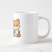 Cute Tea Fox Illustration – Cozy Fox Drinking Tea ジャンボコーヒーマグカップ (右)