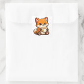 Cute Tea Fox Illustration – Cozy Fox Drinking Tea スクエアシール (バッグ)