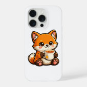 Cute Tea Fox Illustration – Cozy Fox Drinking Tea iPhoneケース (裏面)