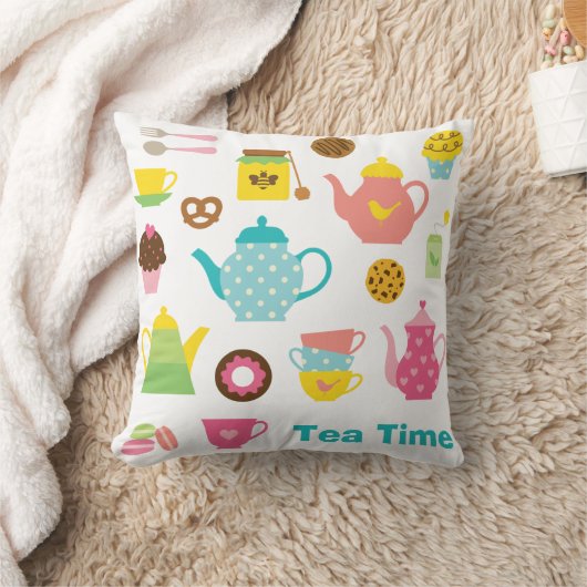 Cute Tea Party Pillow クッション (ブランケット)