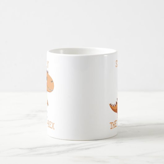 Cute Tea-Rex Dinosaur Personalized Name コーヒーマグカップ (中央)
