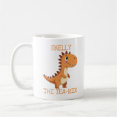 Cute Tea-Rex Dinosaur Personalized Name コーヒーマグカップ (左)