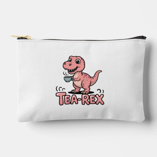 Cute Tea-Rex Pink Dinosaur – Sip Happens! アクセサリーポーチ (正面)
