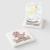 Cute Tea-Rex Pink Dinosaur – Sip Happens! ストーンコースター (横)