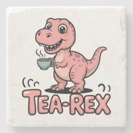 Cute Tea-Rex Pink Dinosaur – Sip Happens! ストーンコースター