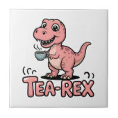 Cute Tea-Rex Pink Dinosaur – Sip Happens! タイル (正面)