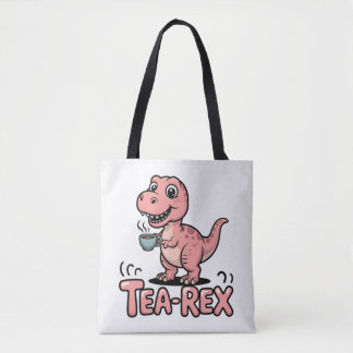Cute Tea-Rex Pink Dinosaur – Sip Happens! トートバッグ