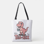 Cute Tea-Rex Pink Dinosaur – Sip Happens! トートバッグ (裏面)
