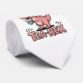 Cute Tea-Rex Pink Dinosaur – Sip Happens! ネクタイ (ロール)