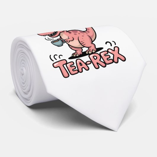 Cute Tea-Rex Pink Dinosaur – Sip Happens! ネクタイ (ロール)