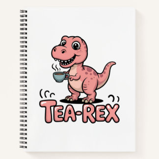 Cute Tea-Rex Pink Dinosaur – Sip Happens! ノートブック