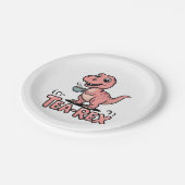 Cute Tea-Rex Pink Dinosaur – Sip Happens! ペーパープレート (アングル)