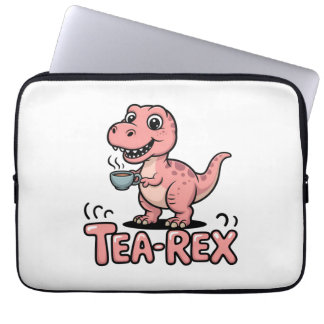 Cute Tea-Rex Pink Dinosaur – Sip Happens! ラップトップスリーブ