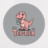 Cute Tea-Rex Pink Dinosaur – Sip Happens! ラベル (デザイン2)