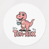 Cute Tea-Rex Pink Dinosaur – Sip Happens! ラベル (デザイン1)