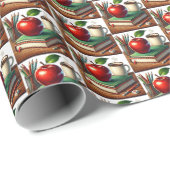 Cute Teacher books coffee tiled pattern  ラッピングペーパー (ロールコーナー)