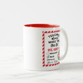 Cute Teacher Christmas Gift Nice List Mug ツートーンマグカップ (正面右)