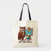 Cute Teacher owl add name customizable トートバッグ (正面)