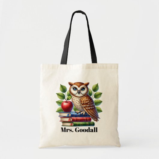 Cute Teacher owl lovers add name customizable トートバッグ (正面)