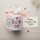 Cute Teacher Valentine's Day Coquette Bow Heart  コーヒーマグカップ