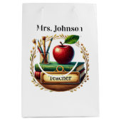 Cute Teacher's add name  ミディアムペーパーバッグ (正面)