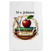 Cute Teacher's add name  ミディアムペーパーバッグ (裏面)