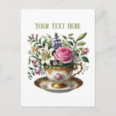 Cute teacup flowers customizable  ポストカード (正面)