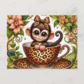 Cute teacup monkey jungle mug ポストカード (正面)